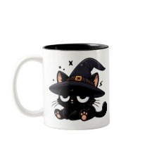 Cute Black Cat & Pumpkin | Two-Sided Halloween Mug