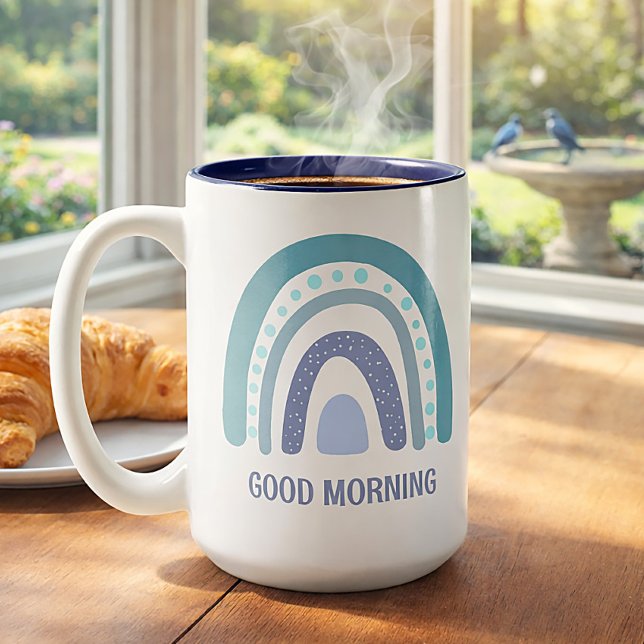 Caneca De Café Em Dois Tons Cute Boho Rainbow Morning Coffee Mug (Criador carregado)