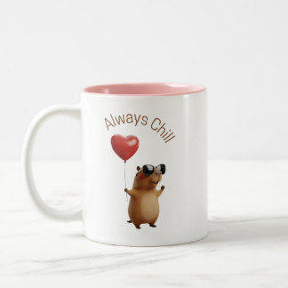 Caneca De Café Em Dois Tons Cute Capybara Always Chill Valentine Coffee Mug