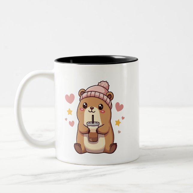 Caneca De Café Em Dois Tons Cute Capybara Mug (Esquerda)