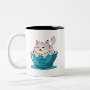 Caneca De Café Em Dois Tons Cute Cartoon Kitten in Coffee Cup Two-Tone Mug - M