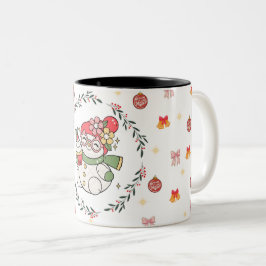 Caneca De Café Em Dois Tons Cute Christmas Snowman Mug with Wreath