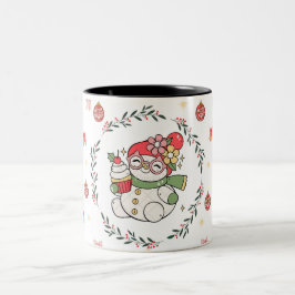 Caneca De Café Em Dois Tons Cute Christmas Snowman Mug with Wreath