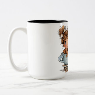 Caneca De Café Em Dois Tons Cute Gingerbread Girl in Teacup Christmas 