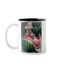 Cute Girl Riding a Watermelon Whale