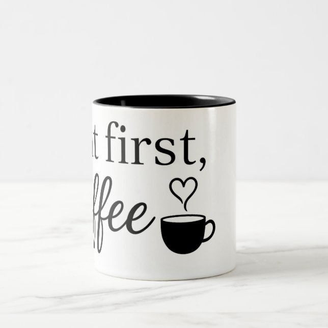 Caneca De Café Em Dois Tons Cute Heart Coffee Cup. But First, Coffee Mug. (Centro)