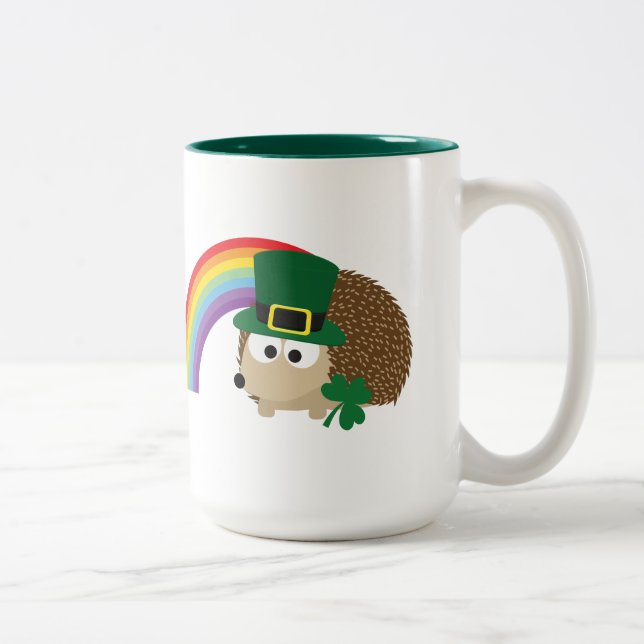 Caneca De Café Em Dois Tons Cute Hedgehog Leprechaun (Direita)