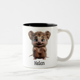 Caneca De Café Em Dois Tons Cute Hedgehog - Letra H