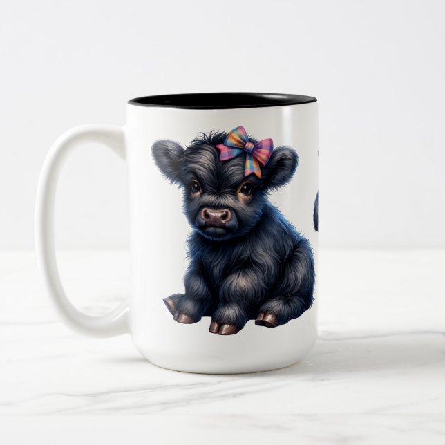 Caneca De Café Em Dois Tons Cute Highland Cow (Esquerda)