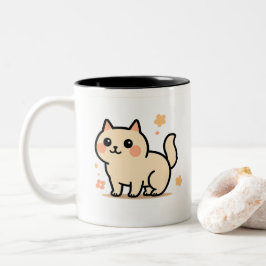 Caneca De Café Em Dois Tons Cute Kawaii Cat Birthday Mug for Kids | Fun Gift 