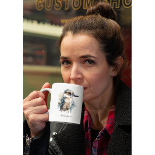 Caneca De Café Em Dois Tons Cute Kookaburra em um Galho, personalizado