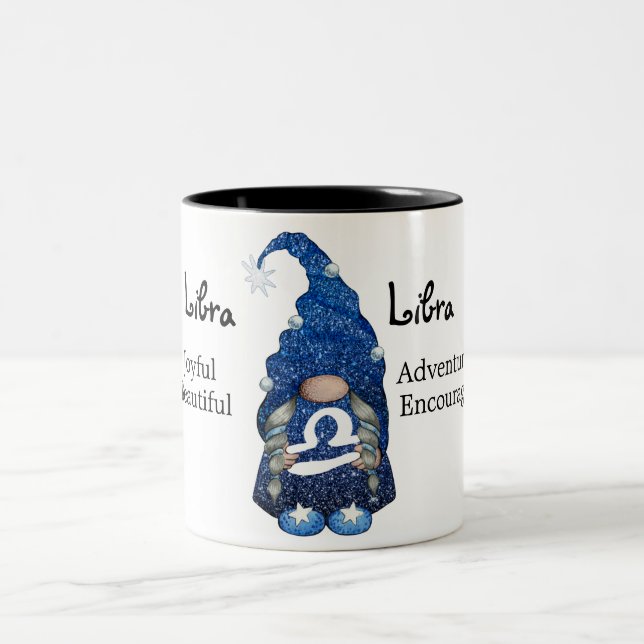 Caneca De Café Em Dois Tons Cute Libra Gnomo Zodiac - Sinal (Centro)