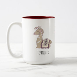 Caneca De Café Em Dois Tons Cute Llama Princess Vestindo uma Coroa
