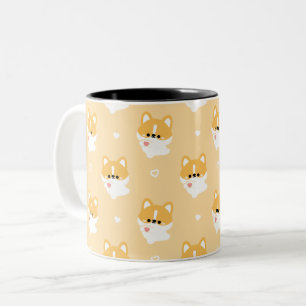 Caneca De Café Em Dois Tons Cute Love Corgi