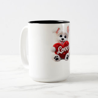 Caneca De Café Em Dois Tons Cute Love Puppy Baby Desig