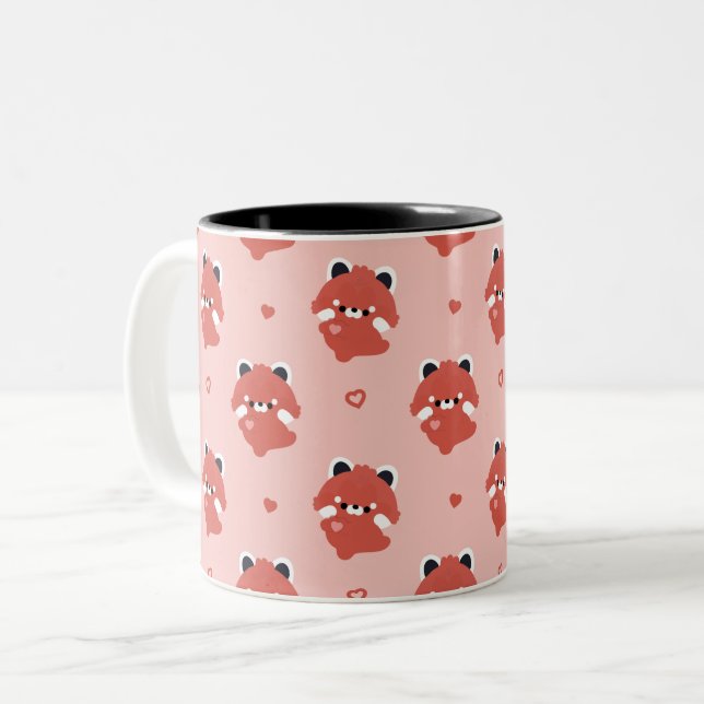 Caneca De Café Em Dois Tons Cute Love Red Panda (Frente Esquerda)