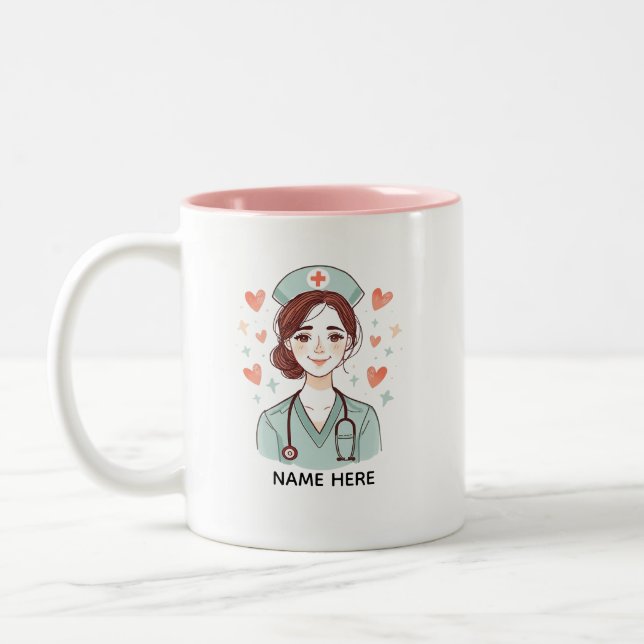 Caneca De Café Em Dois Tons Cute Nurse Coffee Mug Gift (Esquerda)