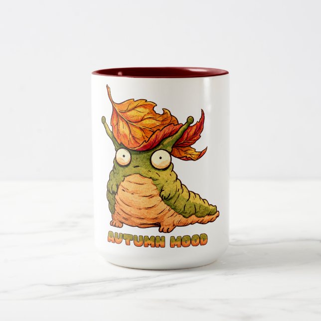 Caneca De Café Em Dois Tons Cute Outono Lesma Suéter Clima de Outono  (Centro)