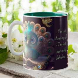Caneca De Café Em Dois Tons Cute Peacock Engraçado Naturalmente Fabuloso Citaç