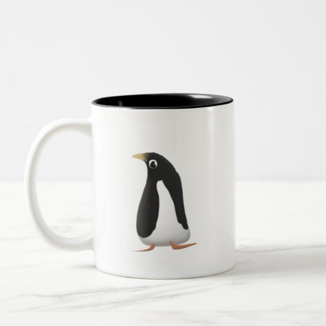 Caneca De Café Em Dois Tons Cute Penguin Mug | Black Two-Tone Coffee Cup (Esquerda)