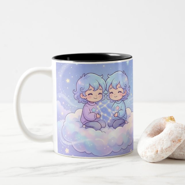 Caneca De Café Em Dois Tons Cute Personalized Gemini Zodiac Mug (Com Donut)