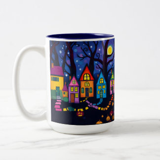 Caneca De Café Em Dois Tons Cute Quirky Colorful Spooky Casas