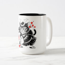Caneca De Café Em Dois Tons Cute Samurai Cat Soccer Gift for Japan Fans & Cat 