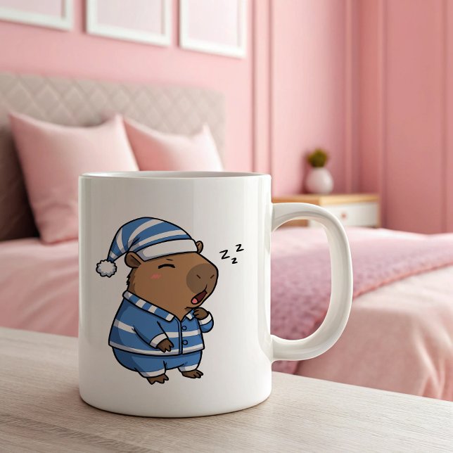 Caneca De Café Em Dois Tons Cute Sleepy Capybara Mug | Café Cozy e Relaxamento (Criador carregado)