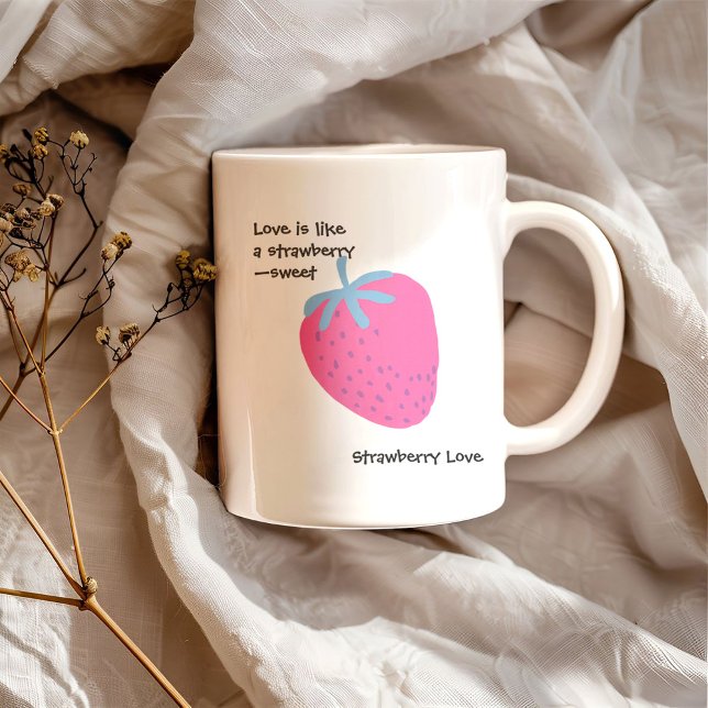 Caneca De Café Em Dois Tons Cute Strawberry Love – Valentine’s Day  (Criador carregado)