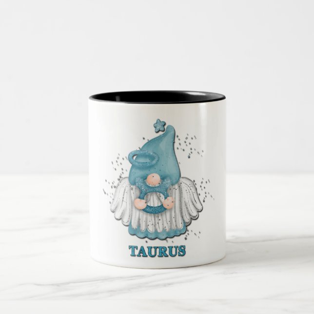 Caneca De Café Em Dois Tons Cute Taurus Gnome Zodiac Sinal Mug (Centro)