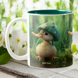 Caneca De Café Em Dois Tons Cute Whimsical Duck Mushroom Personalizado