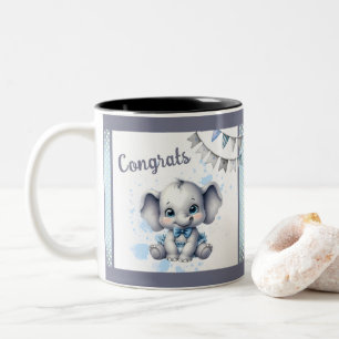 Caneca De Café Em Dois Tons Cutie Blue Elephant - Pequena Amendoim