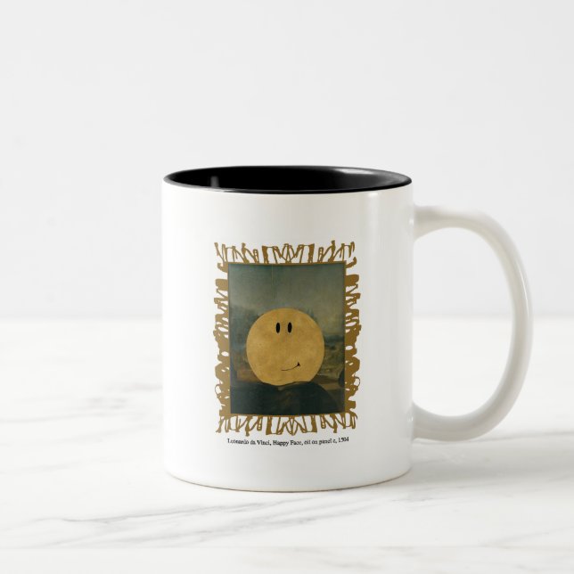 Caneca De Café Em Dois Tons da vinci rosto feliz (Direita)