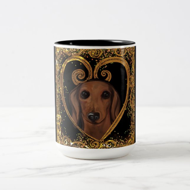 CANECA DE CAFÉ EM DOIS TONS DACHSHUND   (Centro)
