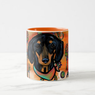 CANECA DE CAFÉ EM DOIS TONS DACHSHUND ARTE SUDOESTE