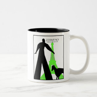 Caneca De Café Em Dois Tons "Dachshund em Paris" de ZermenoGallery.com