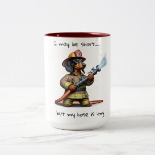 Caneca De Café Em Dois Tons Dachshund Fire Fighter