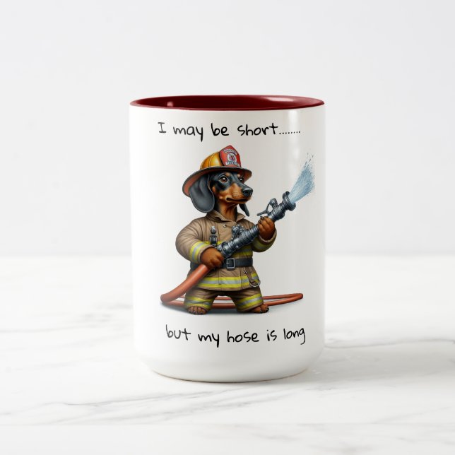 Caneca De Café Em Dois Tons Dachshund Fire Fighter (Centro)