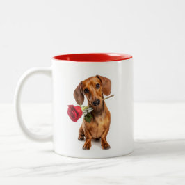 Caneca De Café Em Dois Tons Dachshund Love