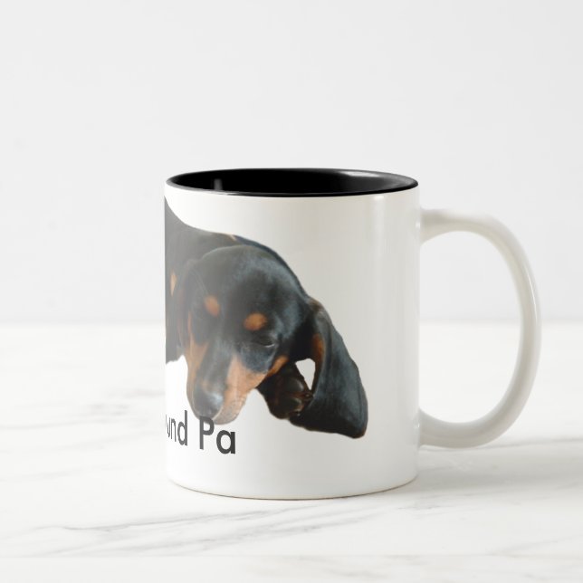 Caneca De Café Em Dois Tons Dachshund Pa Sleepy Puppy Mug (Direita)