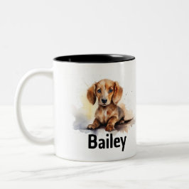 Caneca De Café Em Dois Tons Dachshund Watercolor Mug