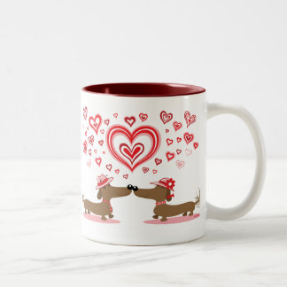 Caneca De Café Em Dois Tons Dachshunds dos namorados