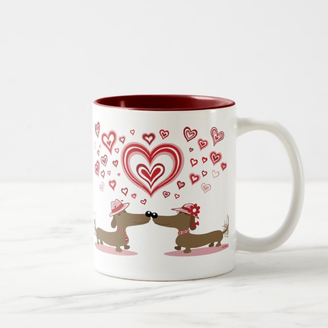 Caneca De Café Em Dois Tons Dachshunds dos namorados (Direita)