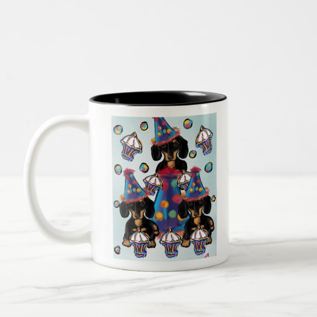 Caneca De Café Em Dois Tons Dachshunds Preto e Marrom (Esquerda)