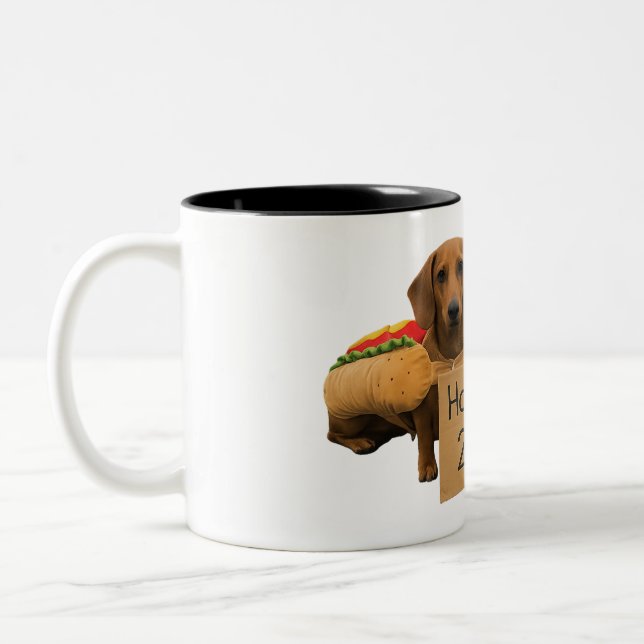 Caneca De Café Em Dois Tons Dachshunds sold as hot dogs (Esquerda)