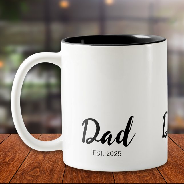 Caneca De Café Em Dois Tons Dad Established New Dad Gift  (Criador carregado)