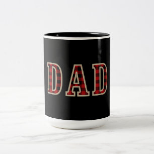 Caneca De Café Em Dois Tons DAD Rustic Vermelho Preto Búfalo Xadrez Quadrados