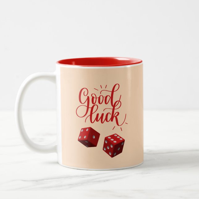Caneca De Café Em Dois Tons dados do dia de sorte (Esquerda)