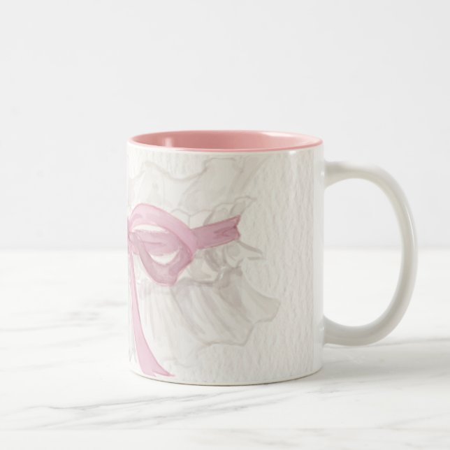Caneca De Café Em Dois Tons Dainty Pink Ribbon Coquette Coffee Mug (Direita)