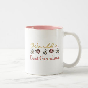 Caneca De Café Em Dois Tons Daisies e Rosas World Best Grandma